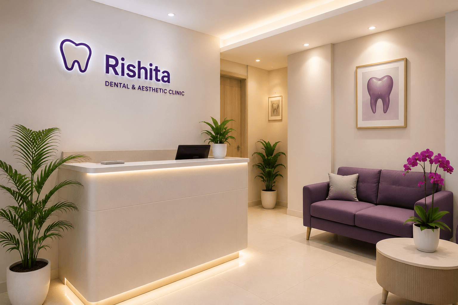 Reception area at Rishita Dental & Aesthetic Clinic